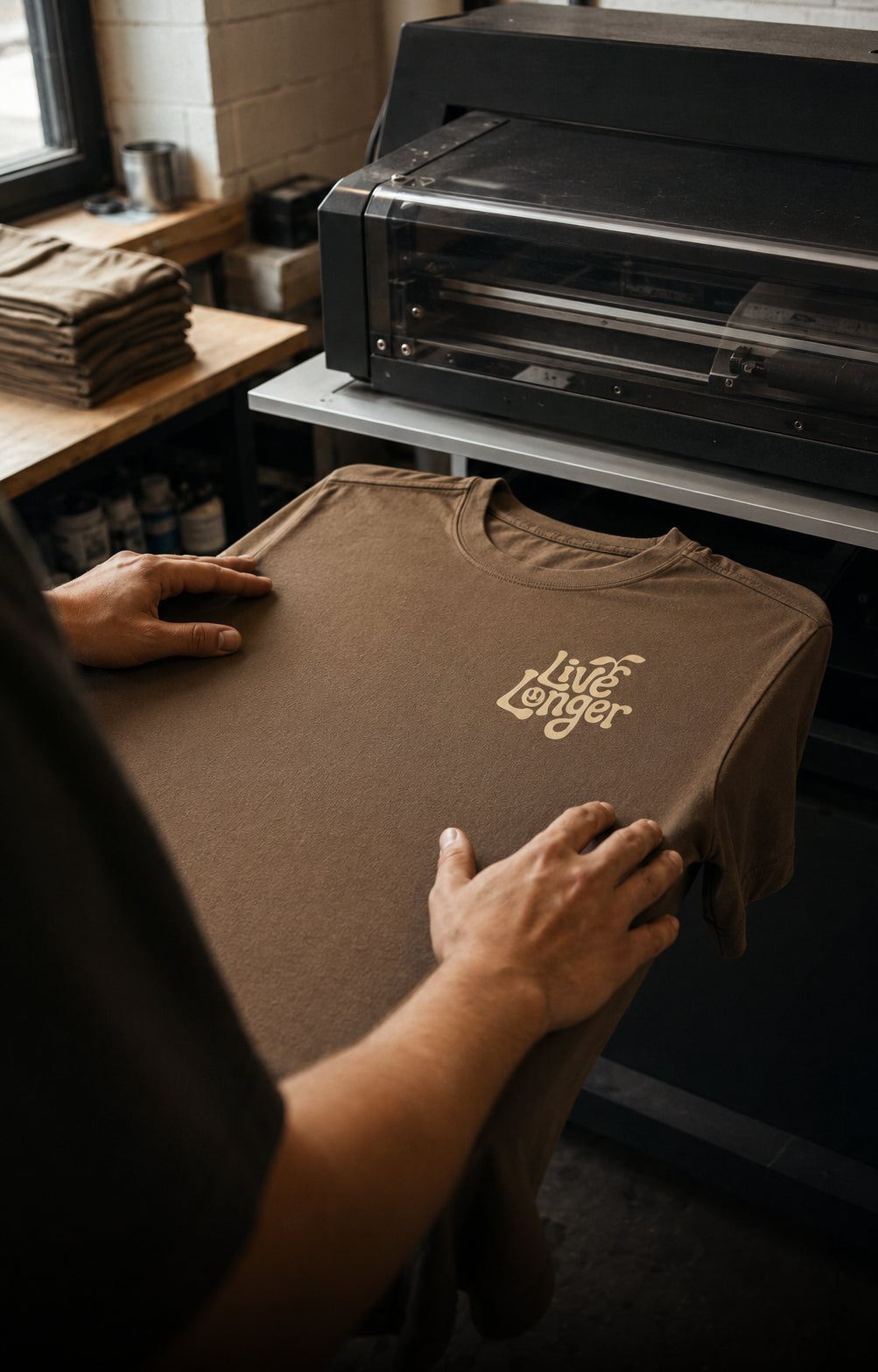 Live Longer “Over the Edge” Heavyweight Tee – Mocha